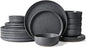 Famiware Milkyway 18-Piece Stoneware Dinnerware Set, Matte Dark Charcoal | by Famiware