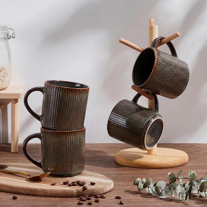 E-far Coffee Mugs Set of 4, 12 oz Stoneware Coffee Cups - Image 7