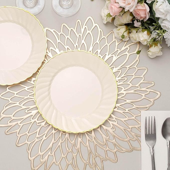 Efavormart 10-Pack 7.5" Ivory Vintage Plastic Salad Dessert Plates - Image 7