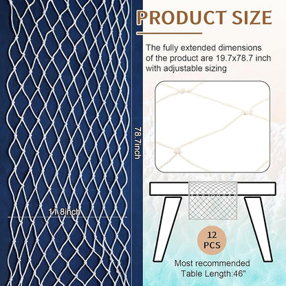 SATINIOR 12 Pcs 12 x 72'' Fishing Net Table Runner Party Decoration, Natural | - Image 3