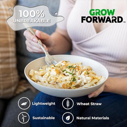 Grow Forward Premium Wheat Straw Pasta Bowls - 42oz Unbreakable Wide & Shallow - Image 4