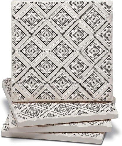 Thirstystone Botanical Farmhouse 4 Pack Tumbled Tile Stone Coasters | 4" Square by CounterArt