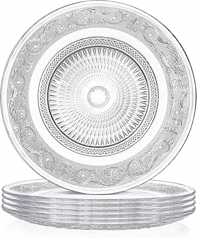 Elsjoy 6 Pack 10 Inch Large Glass Dinner Plate by Elsjoy