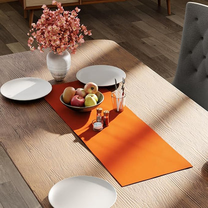 Encasa XO Table Runner, Cotton Canvas Dining Runner 13"x36" | Orange, 180 GSM - Image 2