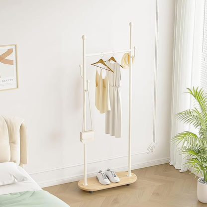 Cactus shaped Freestanding Metal Coat Rack Stand Modern Organizer for Scarf Jacket Hat Bags Ideal for Home Entryway Bedroom Corner Stable and Moveable (White)