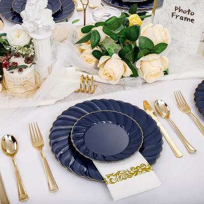 YOUBET 150PCS Blue Plastic Plates - Image 7
