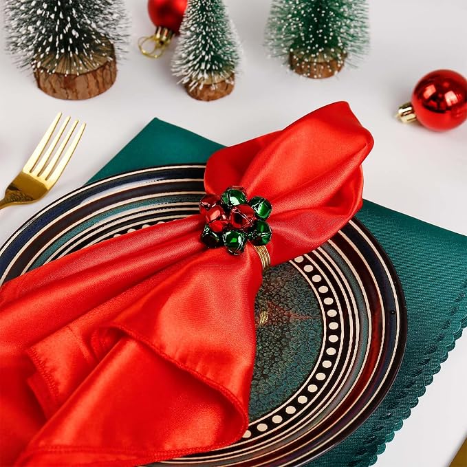 wonlex Christmas Bell Napkin Rings Set of 6, Jingle Bells Napkin Ring Buckle - Image 2