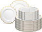 " OCCASIONS " 120 Plates Pack,(60 Guests) Heavyweight Wedding Party Disposable Plastic Plates Set -60 x 10.5'' Dinner + 60 x 8'' Salad/Dessert Plate (Imperial White & Gold)