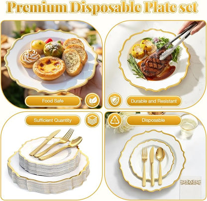Glowserve 175 Piece Disposable Plastic Plates Dinnerware Set - Image 6