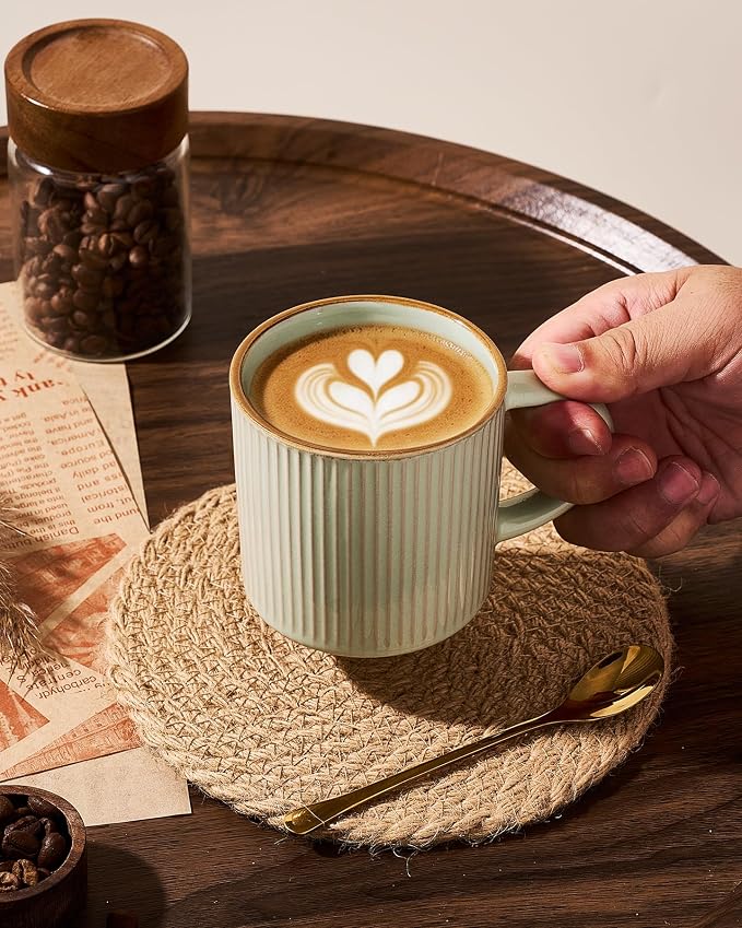 famiware Star Coffee Mug Set for 8, Handcrafted 12 oz Ceramic Stoneware Mugs - Image 2