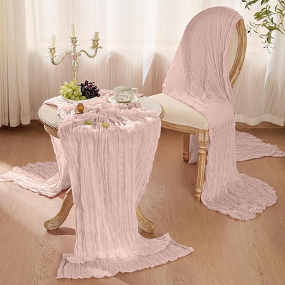12 Pack Dusty Pink Cheesecloth Table Runner Boho Gauze Home Decor | 120 Inch - Image 3
