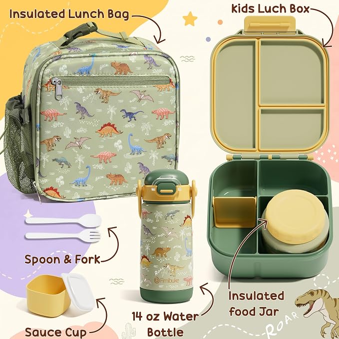 Fimibuke Kids Bento Lunch Box w/Insulated Water Bottle, Lunch Bag & Thermo | - Image 9