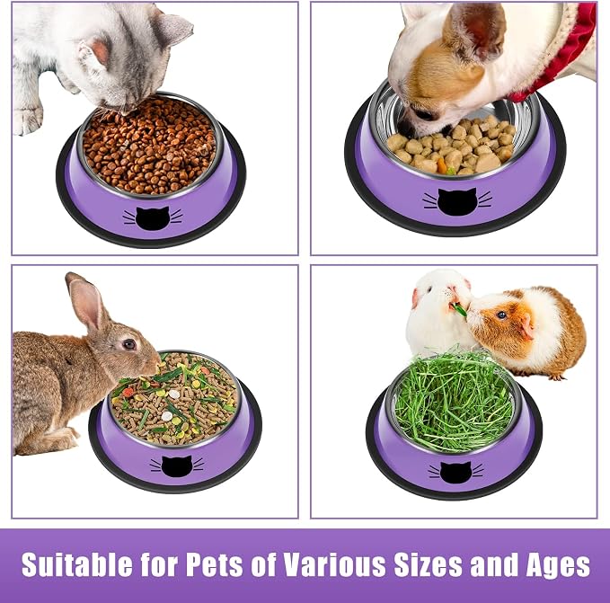 Serentive 2 Pcs Non-Slip Stainless Steel Small Cat Food Bowls - Image 5