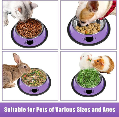Serentive 2 Pcs Non-Slip Stainless Steel Small Cat Food Bowls - Image 5
