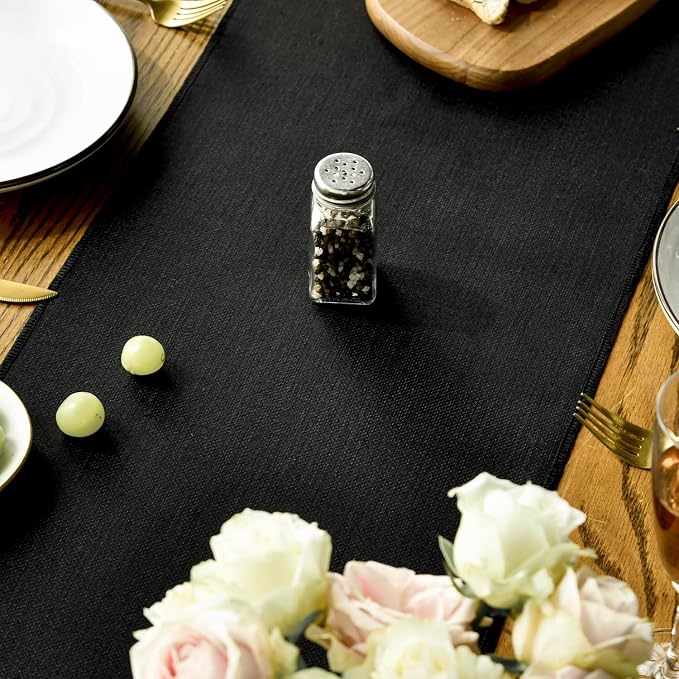 Artoid Mode Black Tassel Table Runner, Halloween Linen Blend Rustic Farmhouse - Image 7