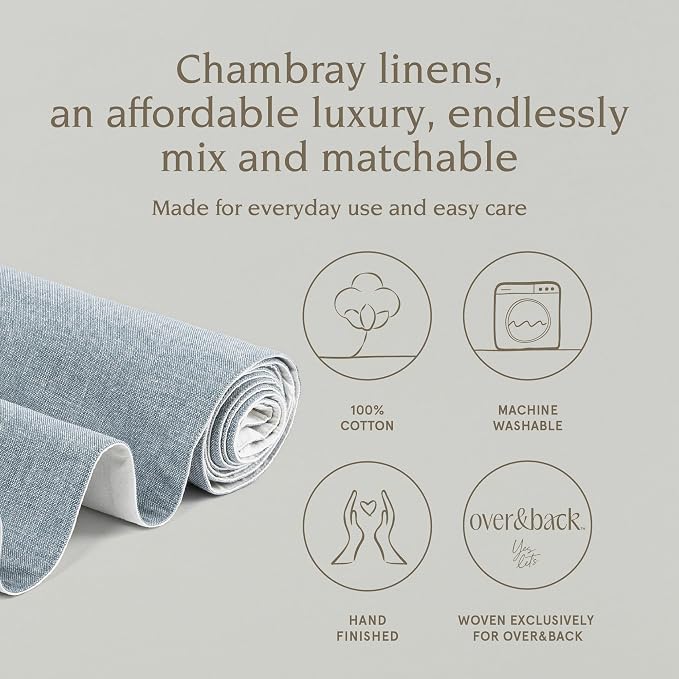 Over&Back 18x90 Woven Chambray Cotton Table Runner - Image 2