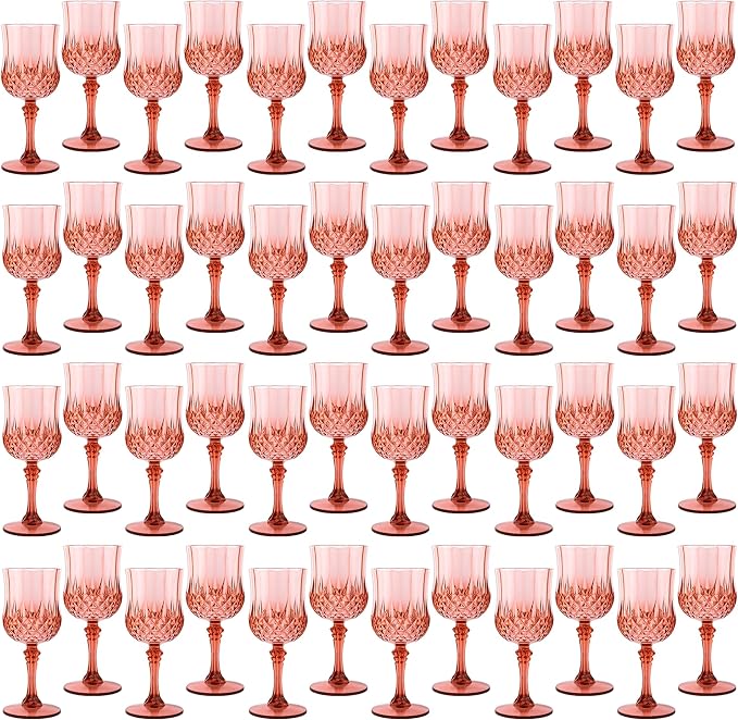 48Pack Plastic Wine Glasses, 7oz Vintage Goblets by LEYIQU
