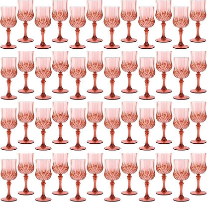 48Pack Plastic Wine Glasses, 7oz Vintage Goblets by LEYIQU