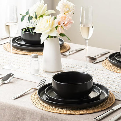 EWFEN Plates and Bowls Sets, 12 Pieces Ceramic Dinnerware Set - Image 5
