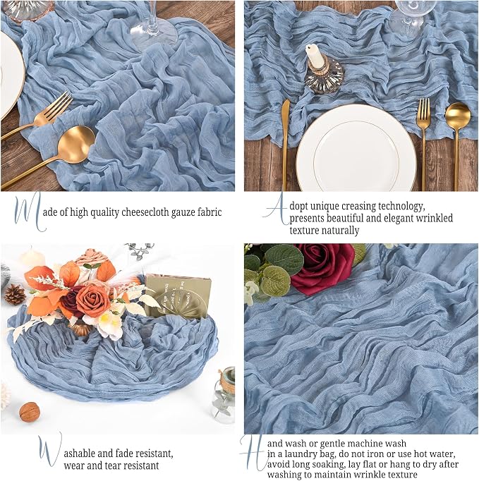 25 Pack Dusty Blue Table Runner 17 x 108inch Cheesecloth Table Runner Boho - Image 4