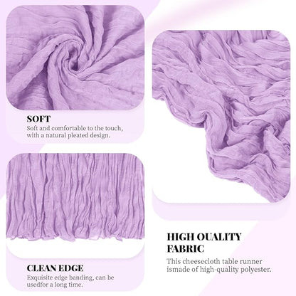 3 Pack Lavender Cheesecloth Table Runner, 17 x 108 Inch, Gauze Cheese Cloth - Image 4