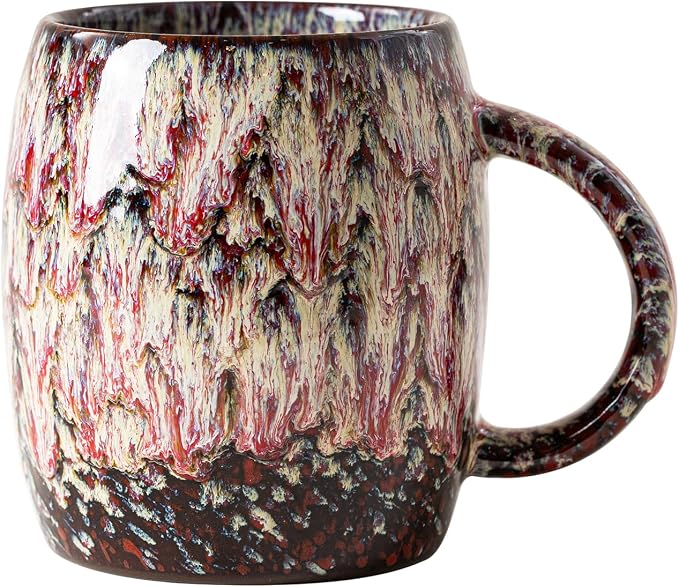 Unique Reactive Glaze Ceramic Coffee Mug - 14 oz Large Coffee Cup by XIYUANJI