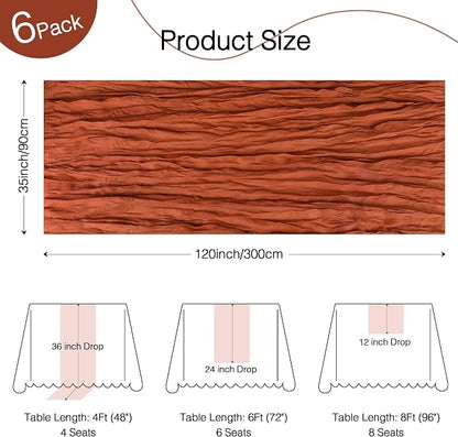 6 Pack Terracotta Cheesecloth Table Runner Boho Gauze Fall Decor | 120 Inch - Image 2