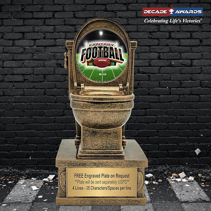 Decade Awards Action Pedestal Gold Toilet Bowl Trophy with Optional Inserts - Custom Engraved Plate On Request (7 Inch Tall)