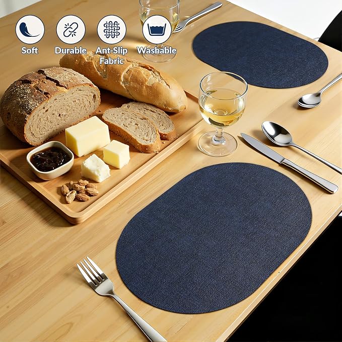 Placemats Set of 4, 11.8 x 17 Inch, Waterproof Wipeable Reversible PU Placemat - Image 6