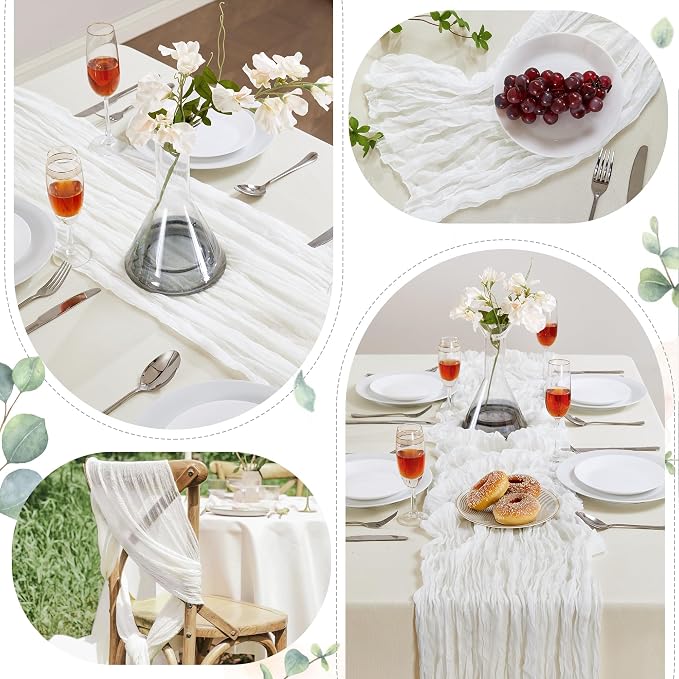 AGIRL 6 Pack White Cheesecloth Table Runner 10FT Fall Boho Gauze Home Decor | - Image 7