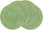 SHACOS Round Placemats Set of 4 Round Table Placemats Braided Cotton Place Mats 15 inch for Kitchen Dining Table Holiday Party (Mixed Color Pea Green, 4)