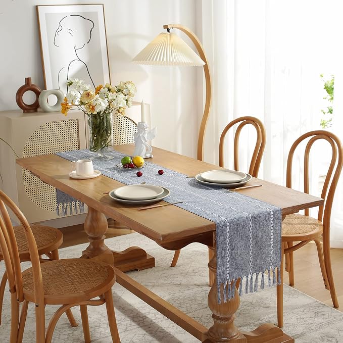 Rustic Boho Table Runner, Farmhouse Table Runners 72 Inches Long - Image 3