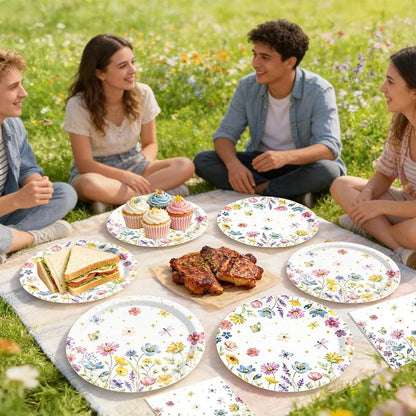 40 Pcs Spring Wildflower Plates and Napkins Sets-Disposable Floral Paper Plates - Image 7