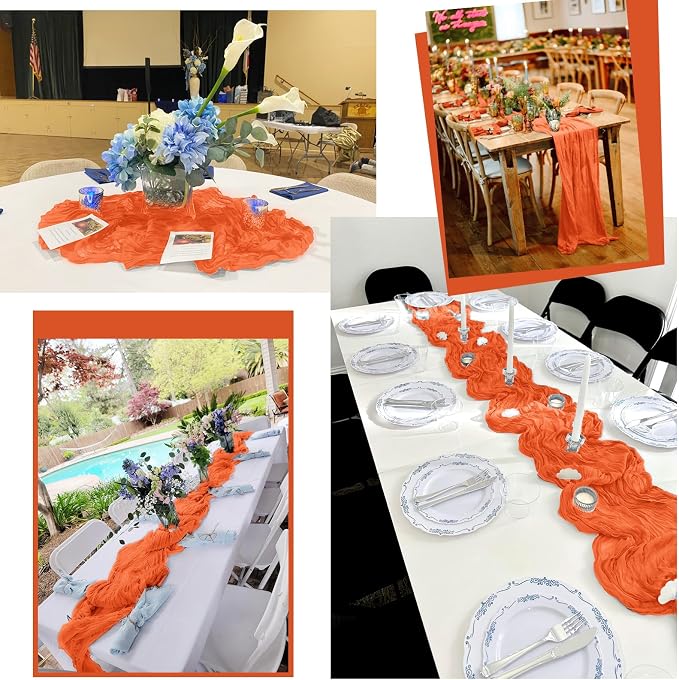 15 Pack Orange Fall Table Runner 17 x 108inch Cheesecloth Table Runner Boho - Image 7
