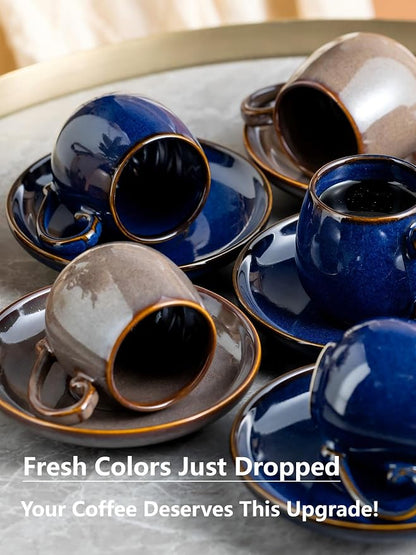 LYEOBOH 3 Ounce Espresso Cups Set of 6, Ceramic Small Coffee Cups - Image 8