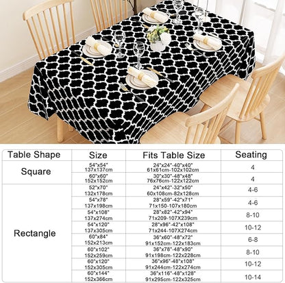 Smiry Rectangle Table Cloth, Waterproof Vinyl Tablecloth with Flannel Backing for Rectangle Tables, Wipeable Spillproof Plastic Tablecloths for Dining, Camping, Indoor and Outdoor (60"x102", Black)