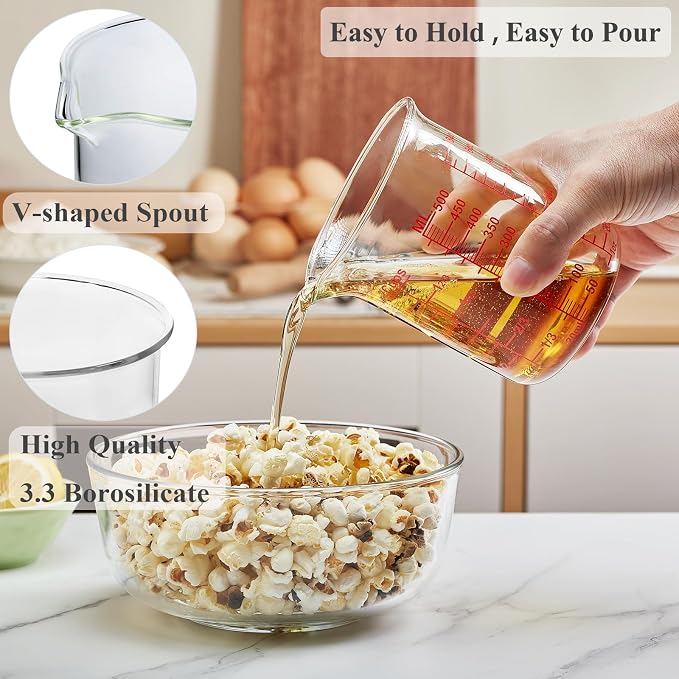 Ackers BORO3.3 High Borosilicate Glass Measuring Cup, Handleless Beaker - Image 4