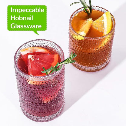 Vintage Hobnail Drinking Glasses Set of 12-14 oz Old Fashioned Water Glass Cups - Image 4