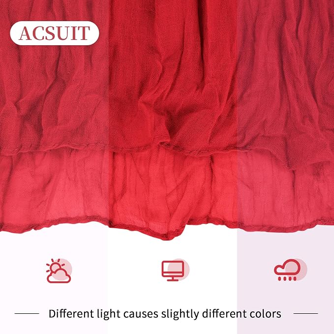 4 Pack Red Cheesecloth Table Runner 20 x 120 inch Gauze Table Runners 10 FT Long - Image 6