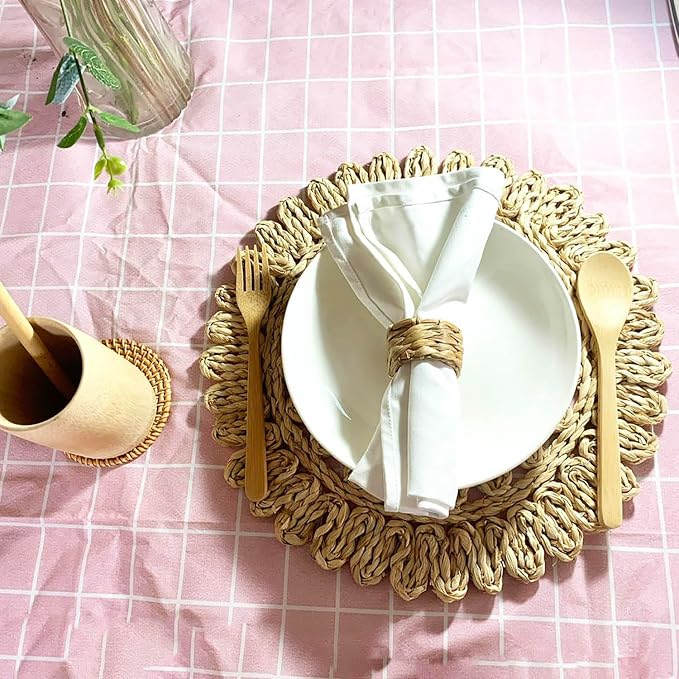 Set 6 Water Hyacinth Napkin Rings, Handwoven by Laquedecraft | Fits Most Cloth - Image 4