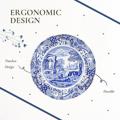 Spode Blue Italian 6.5" Bread & Butter Plate, Set of 4 - Classic Oriental-Inspired Porcelain Side Plates, Blue Ceramic Oriental Tableware for Appetizers, Desserts, Snacks - Made in England