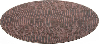 Nikalaz Oval Placemats Set (Pack of 4) Recycled Leather Table Mats 18 x 13 inches (45.7 x 33 centimetres), Kitchen Dining Table Decor by Nikalaz (Crocodile)