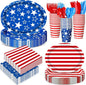 350 Pcs 4th of July Party Decorations 12 inch Disposable Patriotic Oval Plates by Pajean