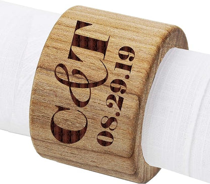 The Wedding Party Store Custom Personalized Wood Napkin Rings - Image 2