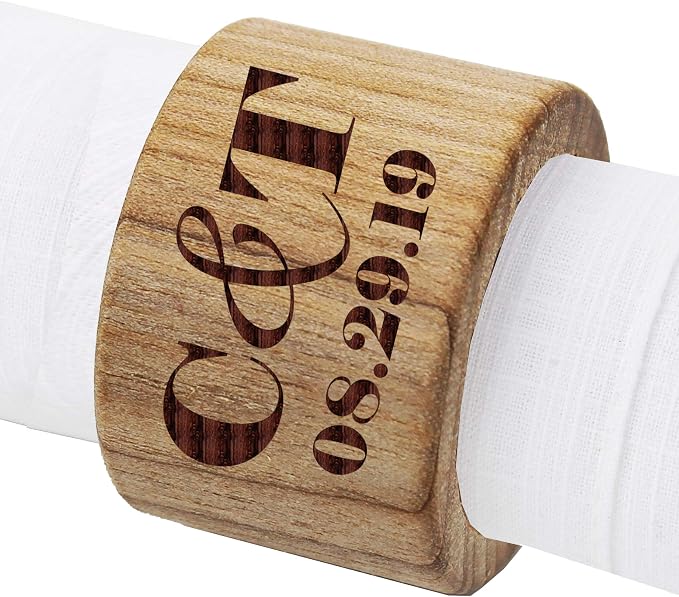 The Wedding Party Store Custom Personalized Wood Napkin Rings - Image 3
