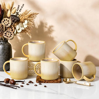 theterra Ceramic Coffee Mugs Set of 6, 14.2 oz Coffee Cups by TheTerra