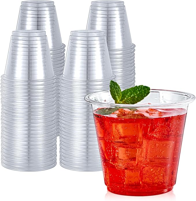 Turbo Bee 50 Pack 9 oz Clear Plastic Cups, Drinking Cups Disposable, Punch by TurboBee
