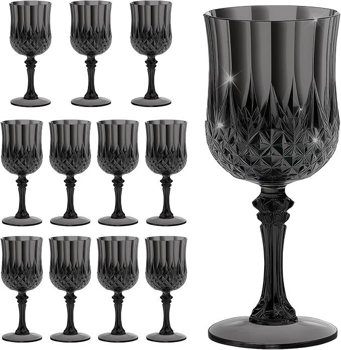 7OZ Plastic Wine Glasses, Reusable Vintage Goblets Unbreakable Drinking Glasses by Unknown