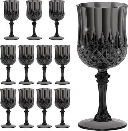 7OZ Plastic Wine Glasses, Reusable Vintage Goblets Unbreakable Drinking Glasses by Unknown