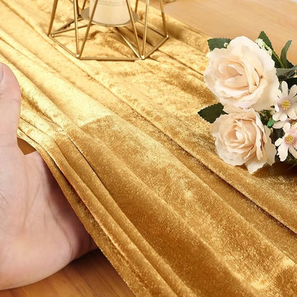 Gold Velvet Table Runner 10ft Extra Long Luxury 29x120 inch Soft Dinner Table - Image 4